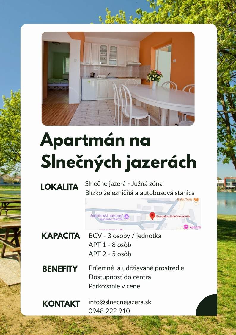 Ubytovanie pre zamestnancov s vlastnou kuchyňou - Slnečné jazerá